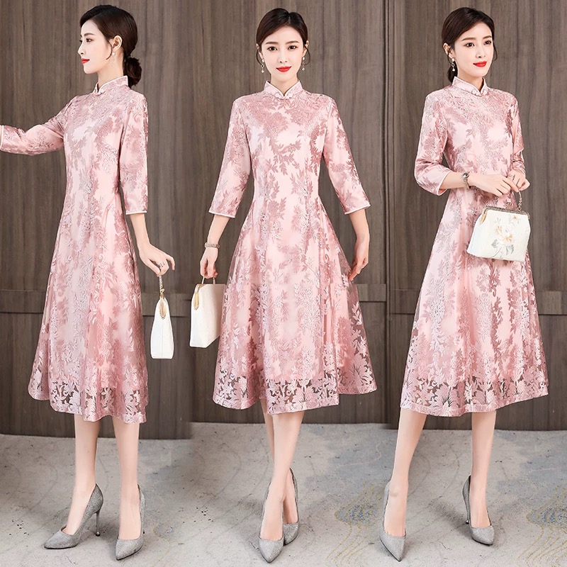 Ao Dai Vietnam Dress - Zarif Kadın Aodai Vietnam Cheongsam Oryantal