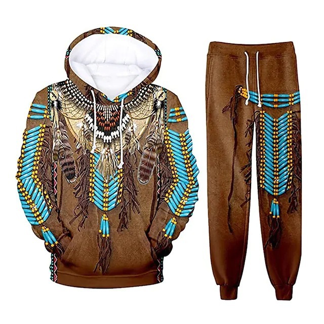 Fashion Ethnic Indian Clothing - Hint Etnik Tarzı 3D Baskılı Kapüşonlu