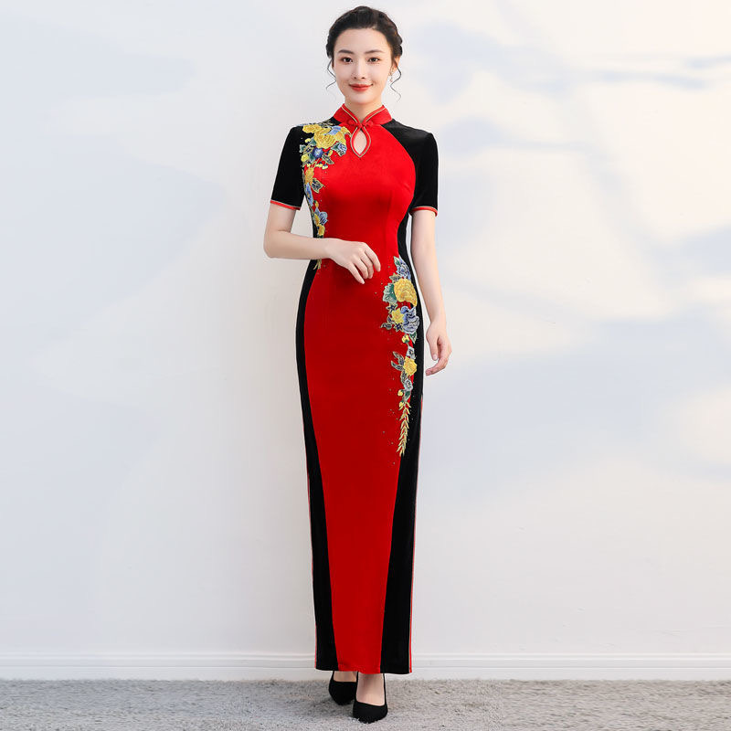 Ao Dai Vietnam Dress - Kadın Vietnam Ao Dai Cheongsam Çiçek