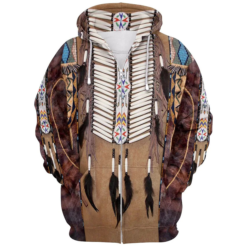 Fashion Ethnic Indian Clothing - Hint Etnik Tarzı 3D Baskı Fermuarlı