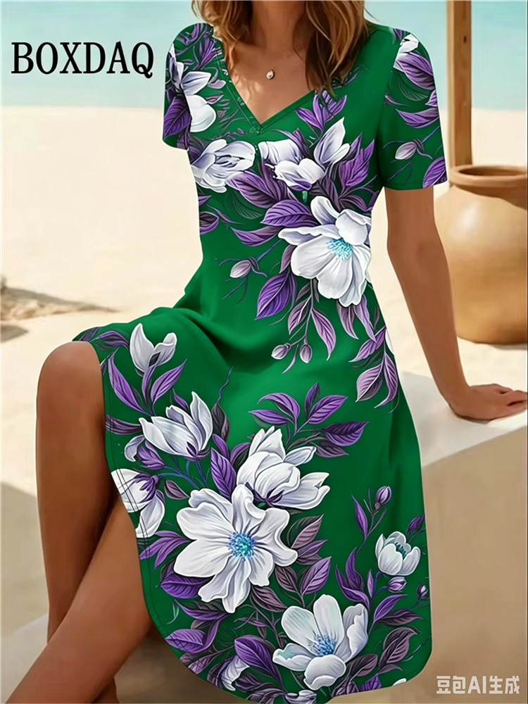 Ethnic Fashion Dress - 6XL Artı Boyutu Kadın Elbiseler Yaz