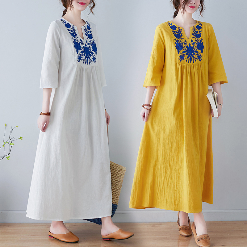 Ethnic Fashion Dress - Yeni Etnik Stil Bol Kesim Derin