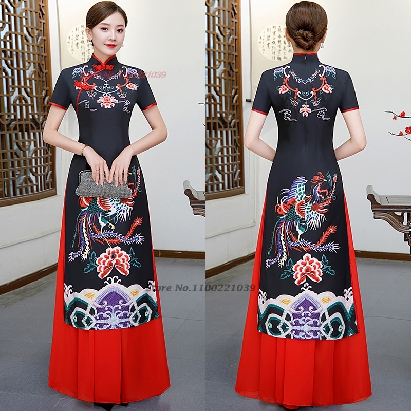 Ao Dai Vietnam Dress - 2026 Çin geliştirilmiş qipao elbisesi vintage