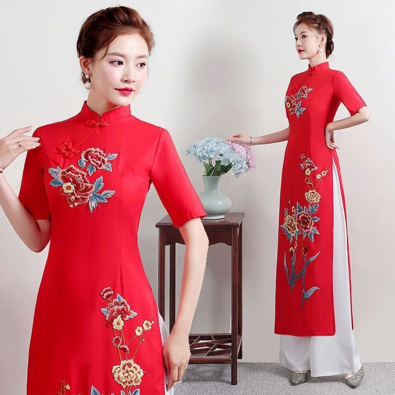 Ao Dai Vietnam Dress - Yaz Kadın Geleneksel Vietnam Ao Dai