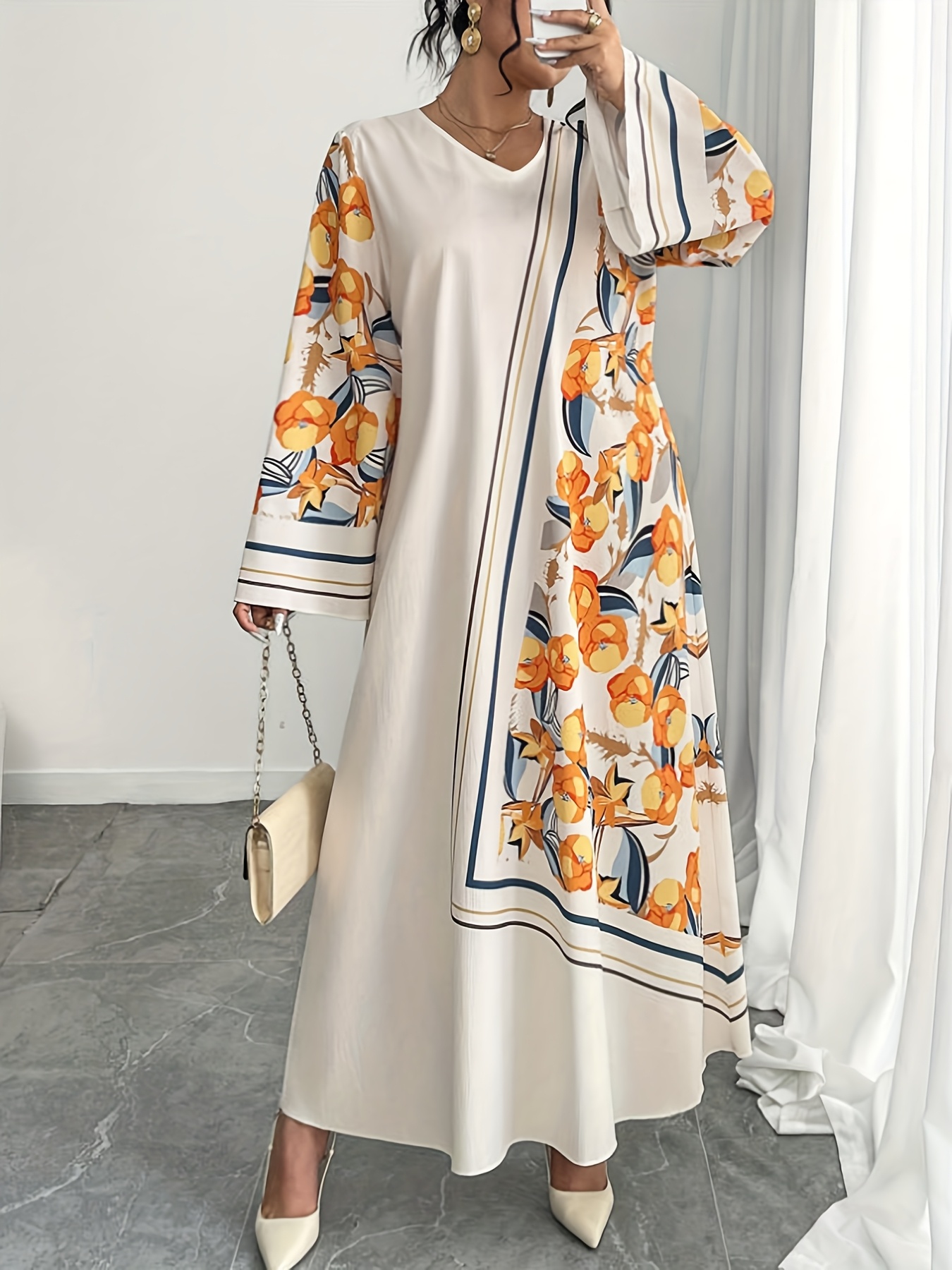 Ethnic Fashion Dress - Büyük Beden Modaya Uygun Kadın Orta
