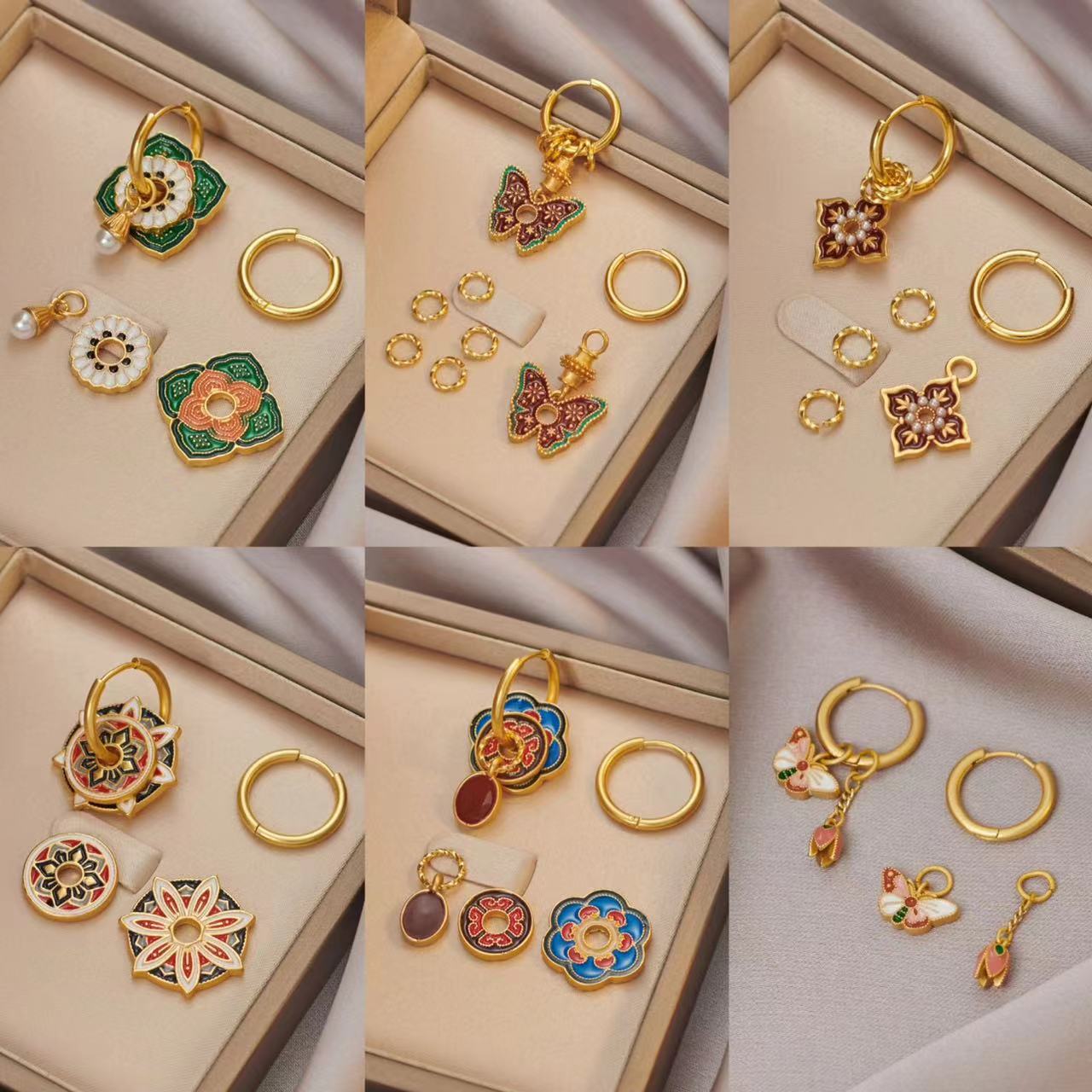 Vintage çin renkli emaye küpe  - Ethnic Fashion Way incelemesi ve fiyatı