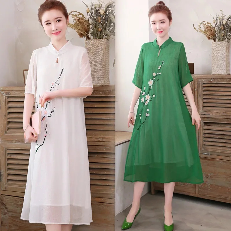 Beyaz Çin Qipao Cheongsam Gele - Ao Dai Vietnam Dress incelemesi ve fiyatı