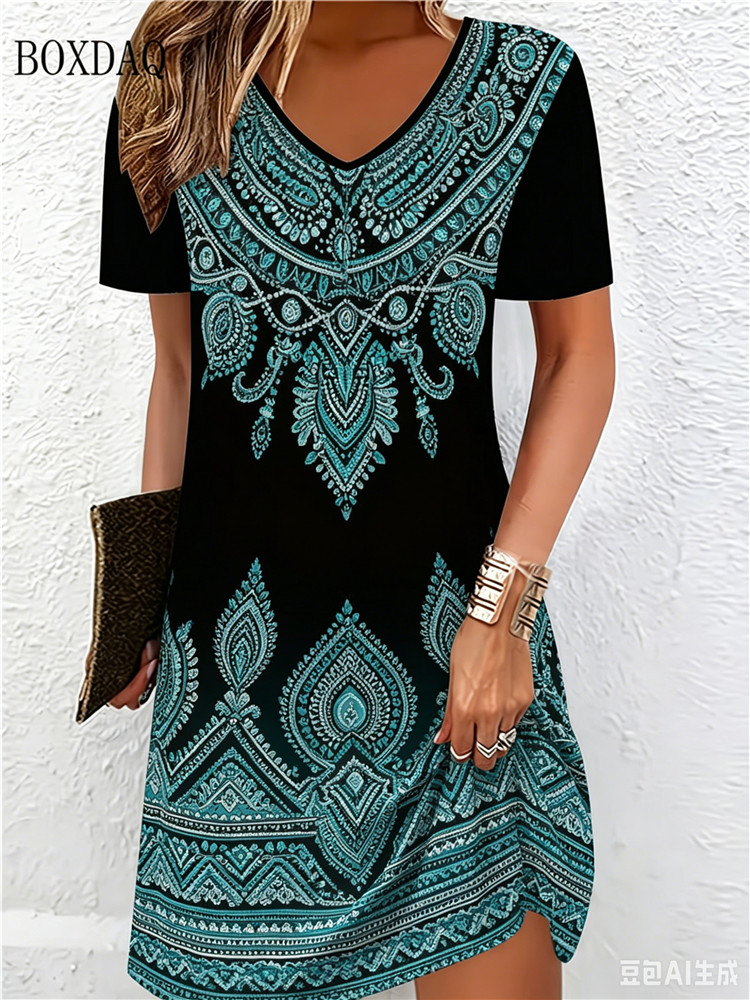 Vintage Etnik 3D Baskılı Elbis - Ethnic Fashion Dress incelemesi ve fiyatı