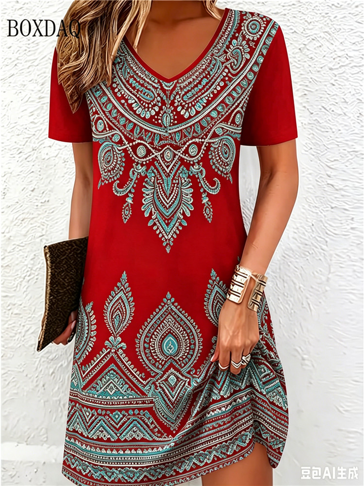 Vintage Etnik 3D Baskılı Elbis - Ethnic Fashion Dress incelemesi ve fiyatı